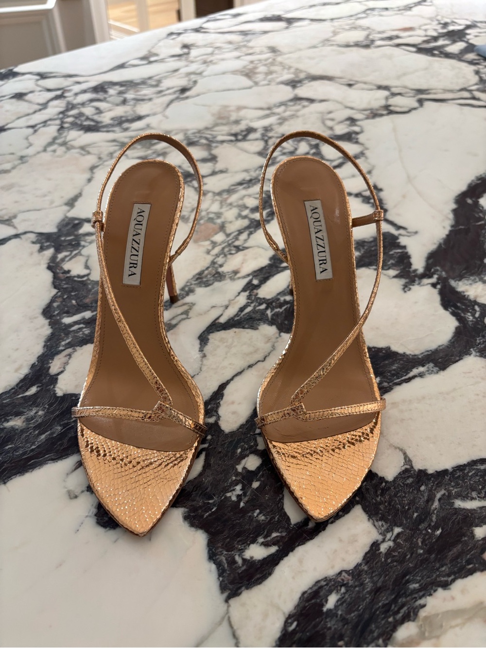 Aquazzura Tayla sandal rose gold size 37
